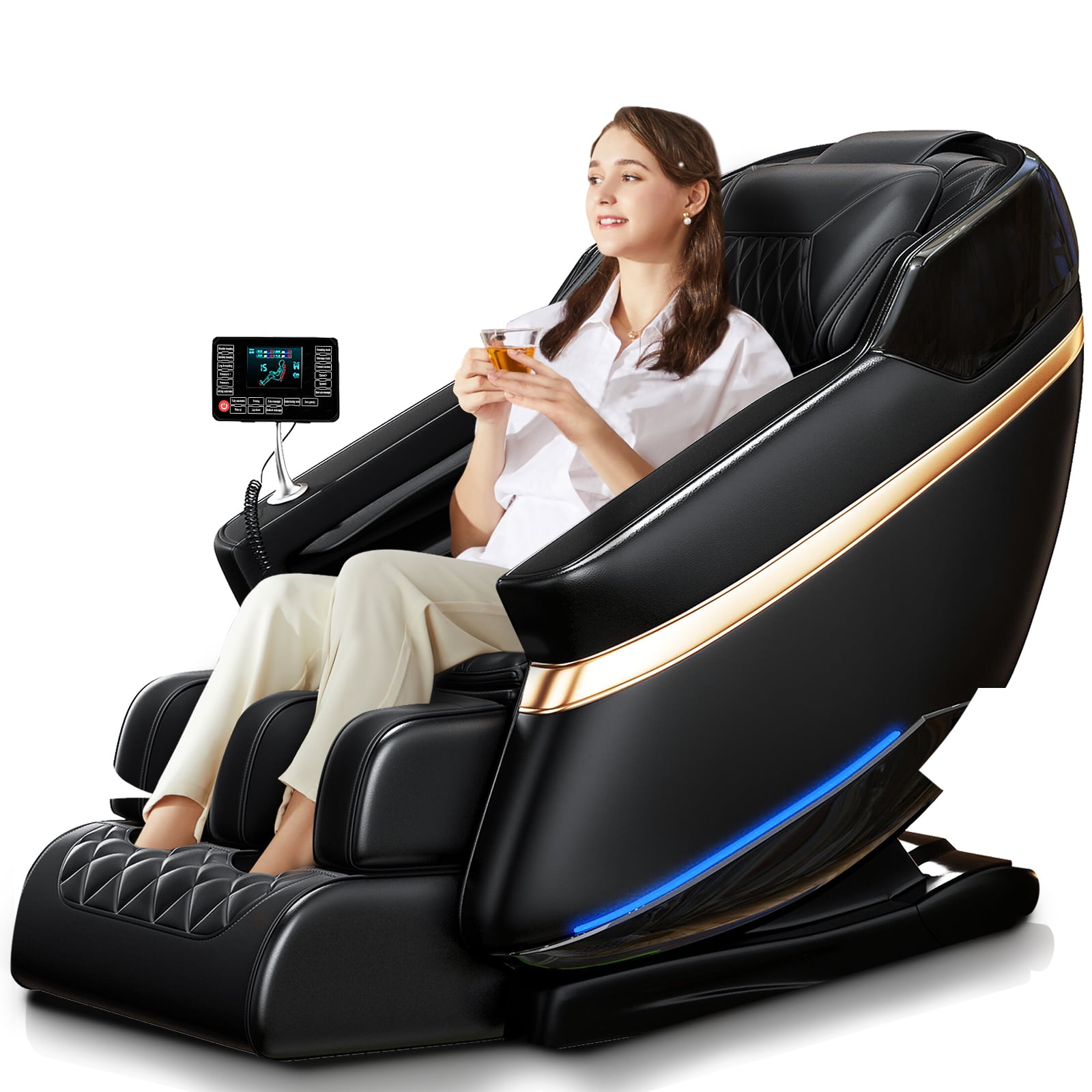 Upgo 4D Massage Chair, Zero Gravity Shiatsu with Stretching Function, Bluetooth, Heating, Leather
