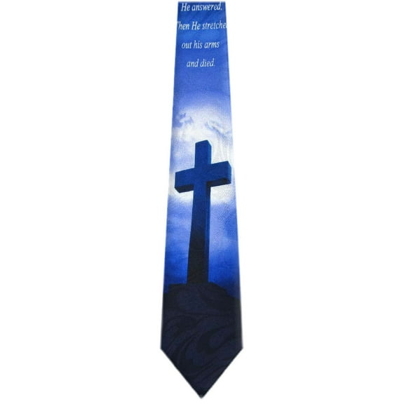 Mens Novelty Christian Necktie - Navy Blue