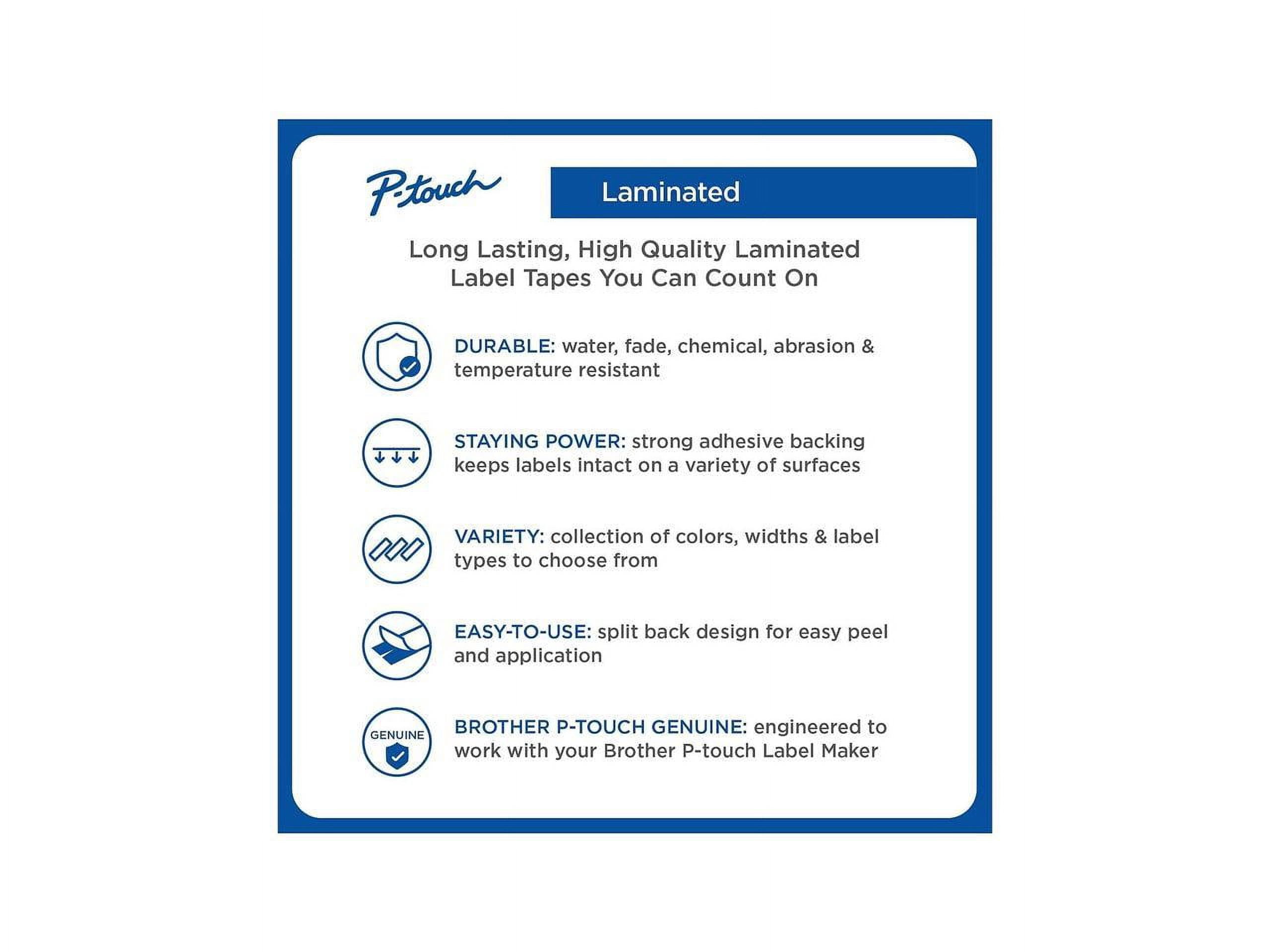 (4 pack) Brother P-Touch TZe Laminated Removable Label Tapes, 0.35" x 26.2 Feet, Black on Blue