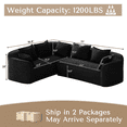 thumbnail image 2 of Wiilayok 110"Chenille Cloud Modular Sofa, L Curved Shaped Sectional Sofa Couch,4 Seater Deep Seat Sofa with Chaise and Pillows for Living Room Apartment, Black, 2 of 8
