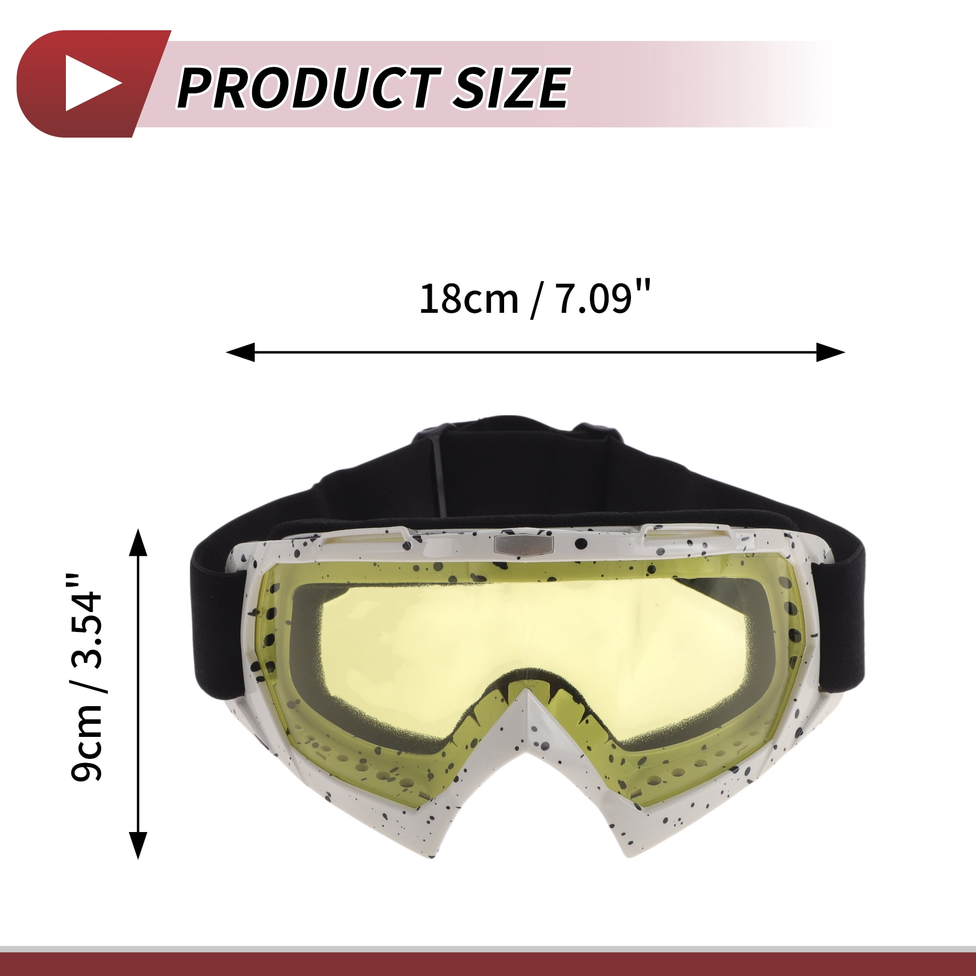Unique Bargains Motorcycle Riding Goggles PC TPU Cycling Sunglasses Yellow Lens Black White Frame