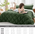 thumbnail image 5 of Sasttie 7 Pieces King Comforter Set, Reversible Bed in a Bag, All Season Bedding Set with Comforter, Flat Sheet, Fitted Sheet, Pillowcases & Shams, Dark Green & Light Green, 5 of 10