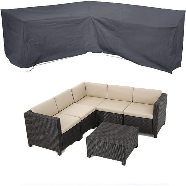 Housse de meuble de patio Couverture de canapé sectionnel extérieur Housses  De table et de chaise d'extérieur Housses de chaise de table Housse  anti-poussière