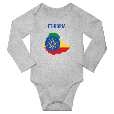 

Ethiopia Flag Map Baby Long Slevve Rompers Bodysuit (Gray 3-6 Months)