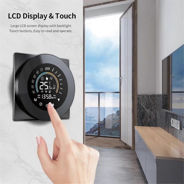 Tuya Wifi Thermostat LCD Digital Touch Temperature Control for Alexa Black,Water Heating (WiFi)