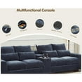thumbnail image 3 of Hybition Sectional Sofa with 2 ottoman, Chenille Living Room Set, LED Light, Wireless Charging, Storage Console, Cup Holder-Color:Dark Grey, 3 of 9