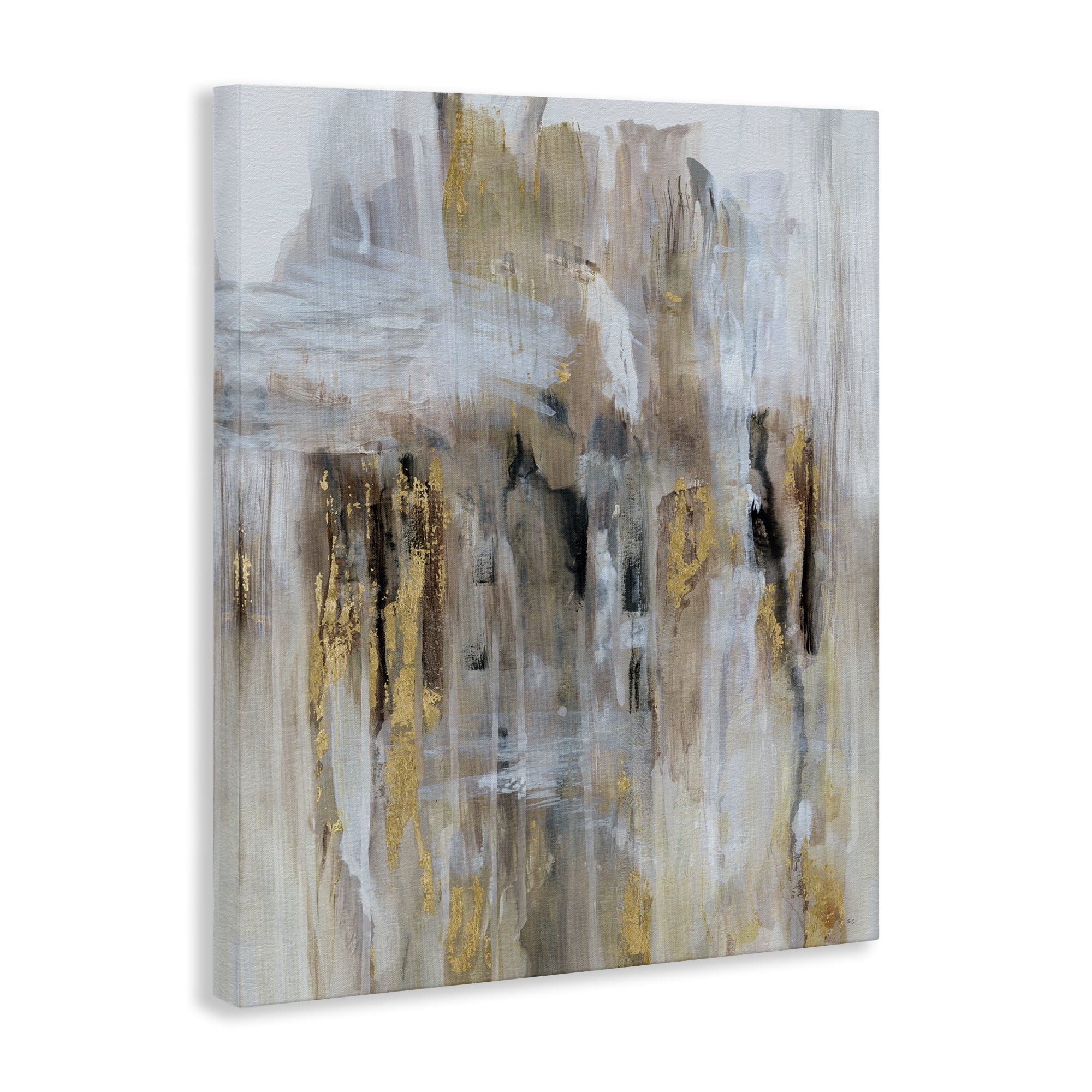 Stupell Industries Abstract Paint with Glam Accents Abstract Painting Gallery Wrapped Canvas Art Print Wall Art, 24 x 30