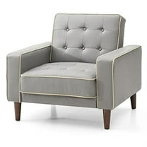 Glory Furniture Andrews Faux Leather Upholstered Convertible Chair in Gray
