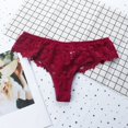 thumbnail image 2 of Gibobby Tangas de mujer Ropa interior Sexy de moda para mujer, Tanga Sexy de encaje, pantalones T transparentes huecos de talla grande para mujer(Vino,G), 2 of 4