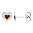 thumbnail image 1 of Miabella Red Enamel Heart Stud Earrings in Sterling Silver, 1 of 3