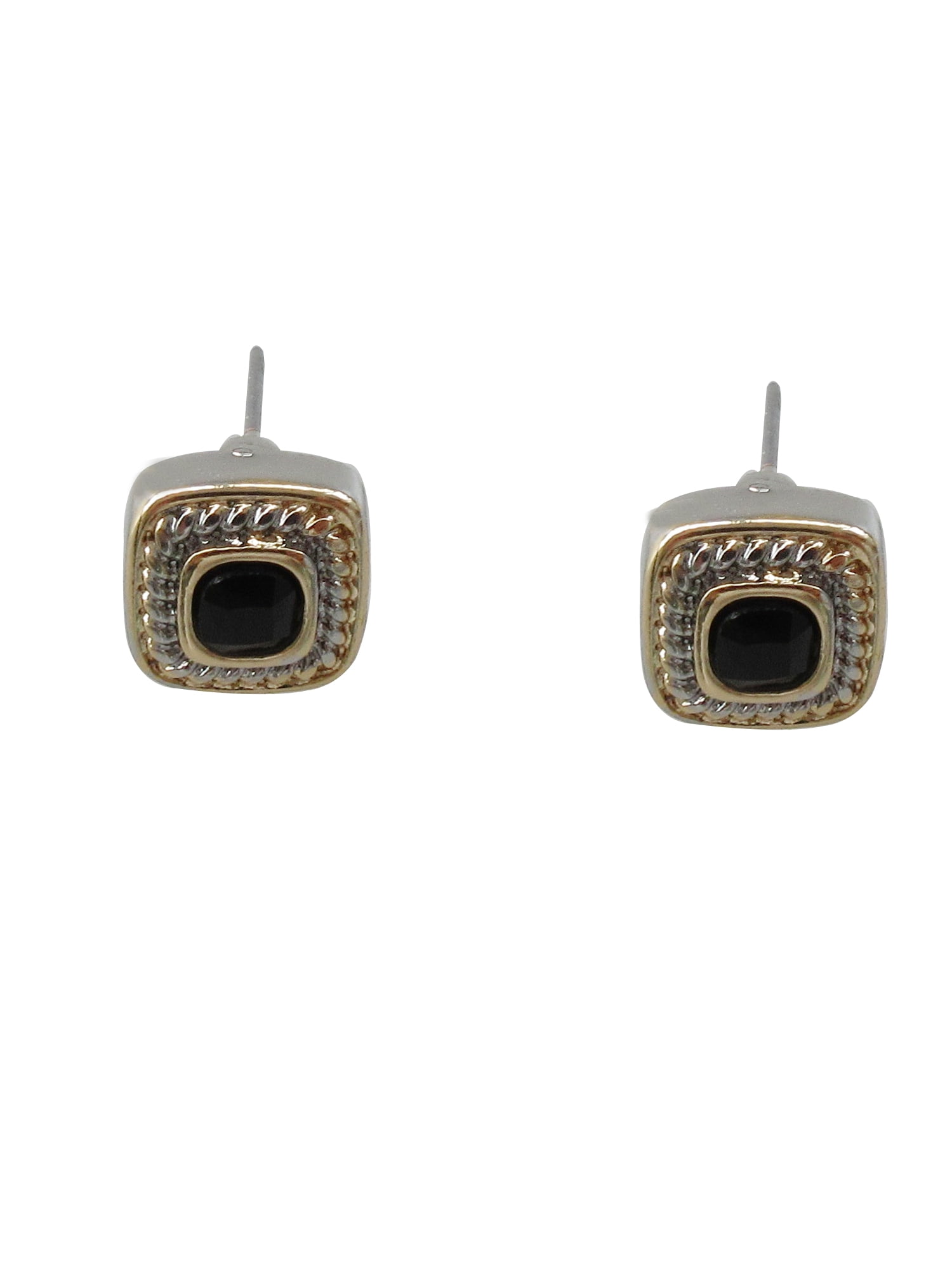 Time and Tru Women's Black Square Pendant Necklace and Earring Set