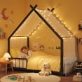 thumbnail image 7 of UHOMEPRO Twin Montessori Floor Bed for Kids and Toddler, Low Profile House Bed with Guardrails and Bookcase, Easy Assembly, Black, 7 of 7