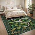 thumbnail image 3 of ODIKA 8'x10' Washable Area Rug Round Rings Snake Coil Leaves Festive Scroll Circle Classroom for Dining Room, Large Office, Lounge, Non-Slip Chair-Friendly Mat, 3 of 7