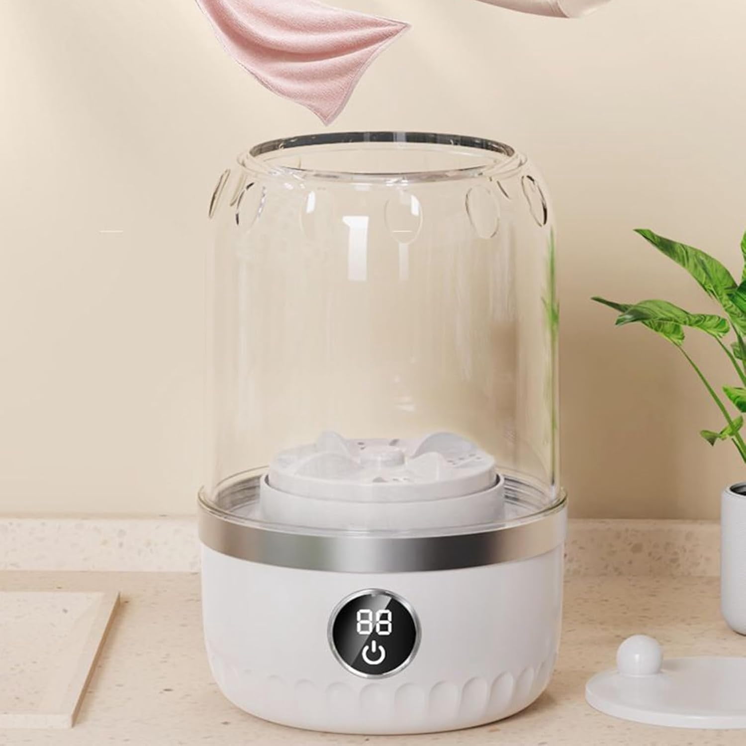 syligr Portable 1-Liter Mini Washing Machine Compact Laundry Equipment for Small Spaces Travel Appliance Plastic Quiet Vibration for Apartment Dormitory Camping RV Socks Underwear Cleaner