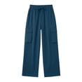 thumbnail image 3 of Bosfbaoi Cargo Pants for Women Drawstring Elastic Waist Wide Leg Lightweight Casual Trousers with Multi Pockets, 3 of 9