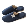thumbnail image 2 of Mens Slippers,Men Slippers Linen Soft Sole Comfort Indoor Outdoor Slippers for Summer Wear,Slippers for Men,Navy,9, 2 of 3
