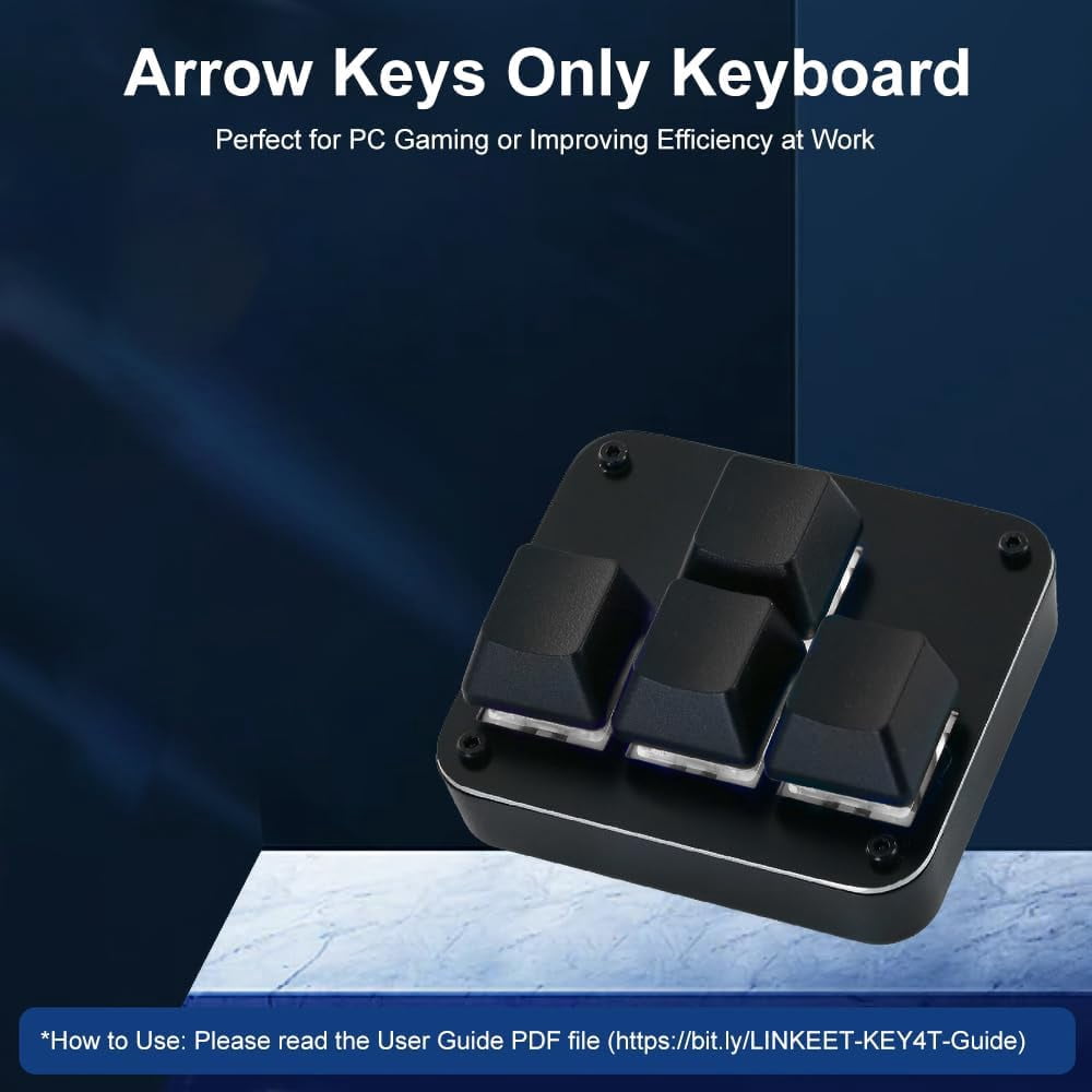 Mini 4-Key Mechanical Gaming Keypad – Programmable WASD Arrow Pad, Hot Swappable Red Switches, Metal Panel, Win/Mac Compatible