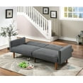 thumbnail image 2 of New Transitional Look Living Room Sofa Couch Convertible Bed Blue Grey Polyfiber 1pc Tufted Sofa Cushion Wooden Legs, 2 of 11