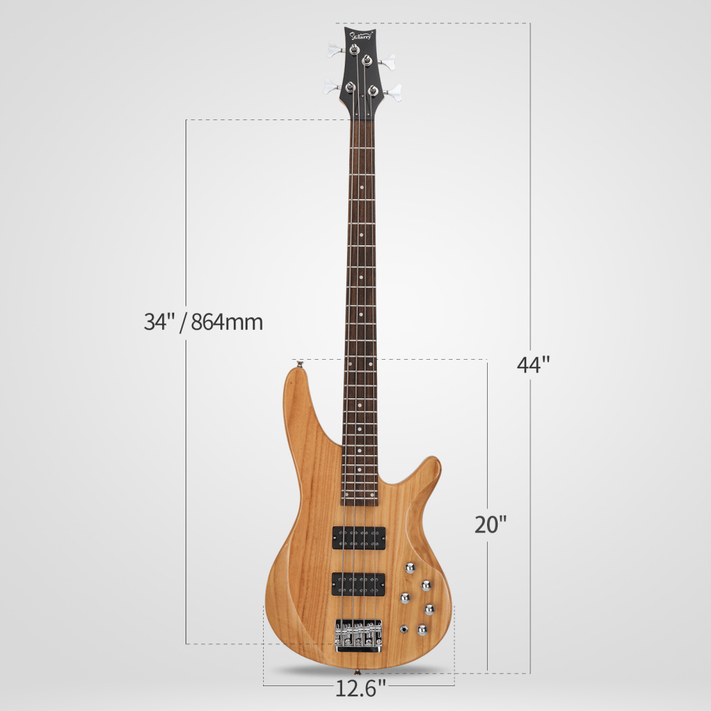 Tcbosik Electric Bass Guitar 4 String, 44 inch Bass with H-H Pickup & Laurel Wood Fingerboard, Bag and Other Accessories, Beginner Starter Kit, Burlywood