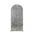 thumbnail image 3 of BalsaCircle 6 ft Silver Fitted Sparkly Big Payette Sequin Round Top Wedding Arch Backdrop Stand Cover Party Events Decorations, 3 of 8