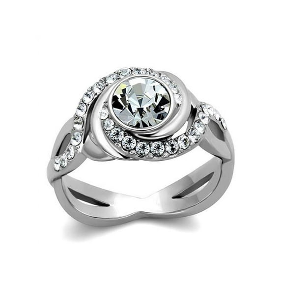 2.18 Ct Round Cut AAA Zirconia Stainless Steel Engagement Ring Women's Size 5