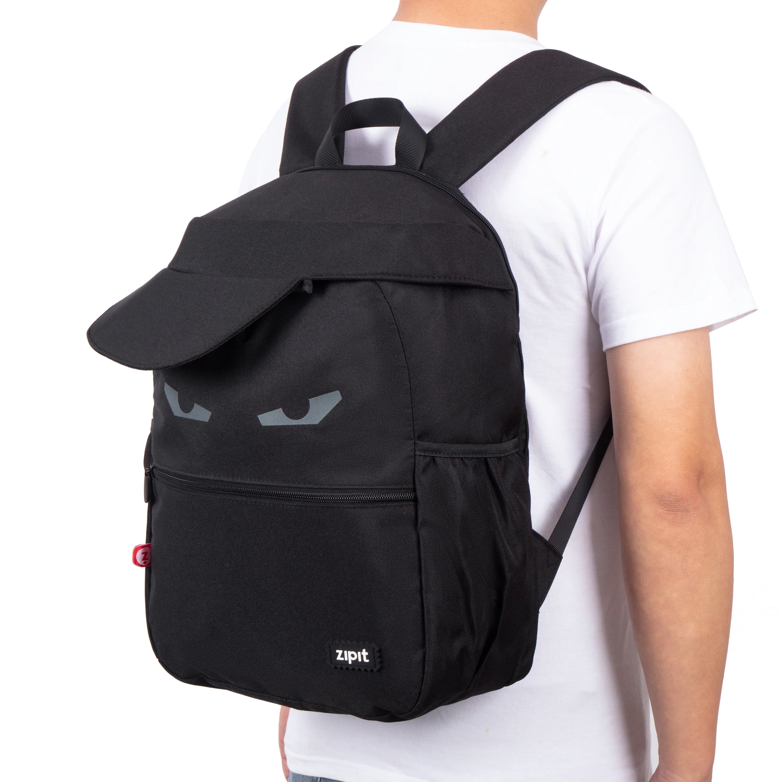 ZIPIT Capster Backpack for Boys, Large Capacity School Bag with Laptop Compartment, Durable Kids and Teen Backpack with Side Pockets, Black