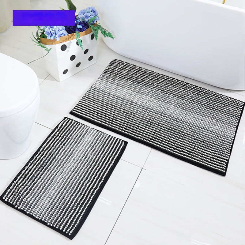 Bathroom Rugs and Mats Thick Absorbent Chenille Bath Mat Rug Set Non