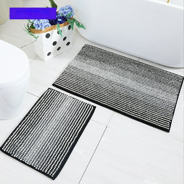 Bathroom Rugs and Mats Thick Absorbent Chenille Bath Mat Rug Set Non