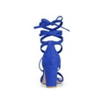 thumbnail image 2 of BLISSFUL STEP Women's Shoes Lace Up Chunky Heels Open Toe Faux Suede Sandals Royal Blue 9, 2 of 6