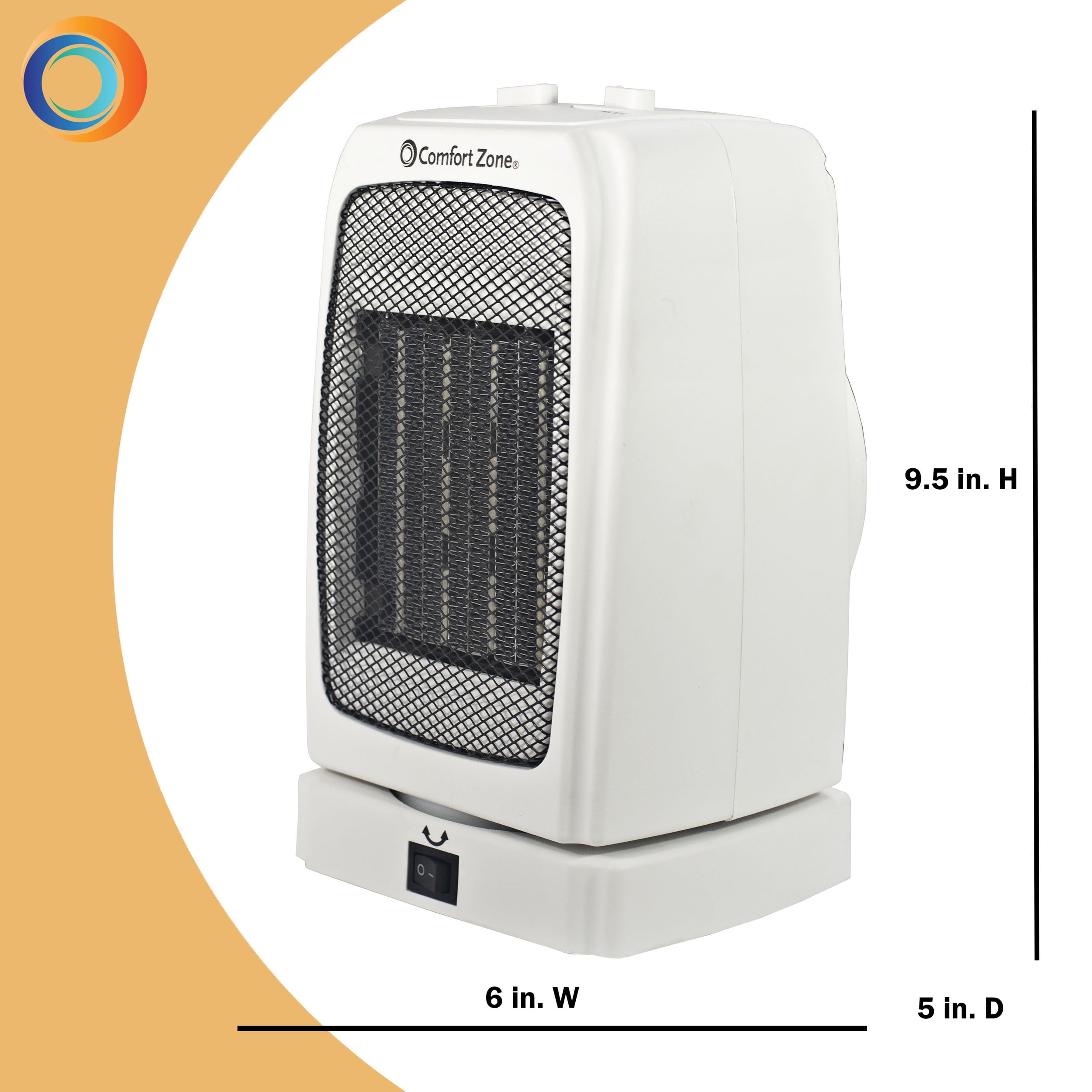 Comfort Zone Energy-Save 120V Oscillating Ceramic Heater, White -  Walmart.com