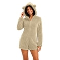 thumbnail image 2 of Miqool Unisex Warm Fuzzy Hooded Romper Short Onesie Playsuit Jumpsuit Zip Up Bear Long Sleeve Plush Loungewear Sleepwear S-5XL, 2 of 8
