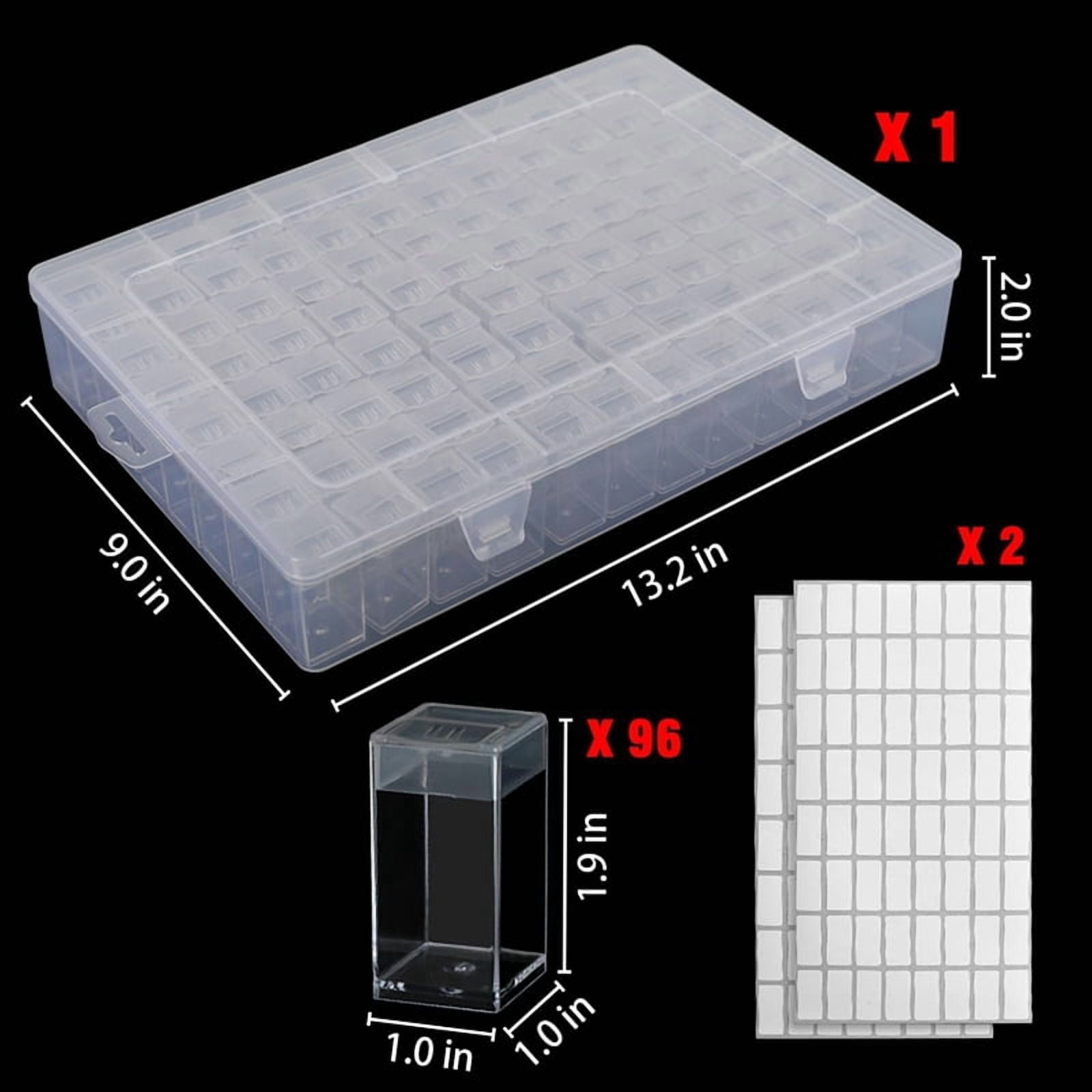 Transparent Large Capacity Storage Containers,96 Grid Craft Organizers and Storage, Suitable for Nail Art,Necklaces,Bead