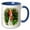 Blue/White, variant on 3drose, Beautiful Red Cardinal on Fence Vignette, 11oz Two-tone Red Mug