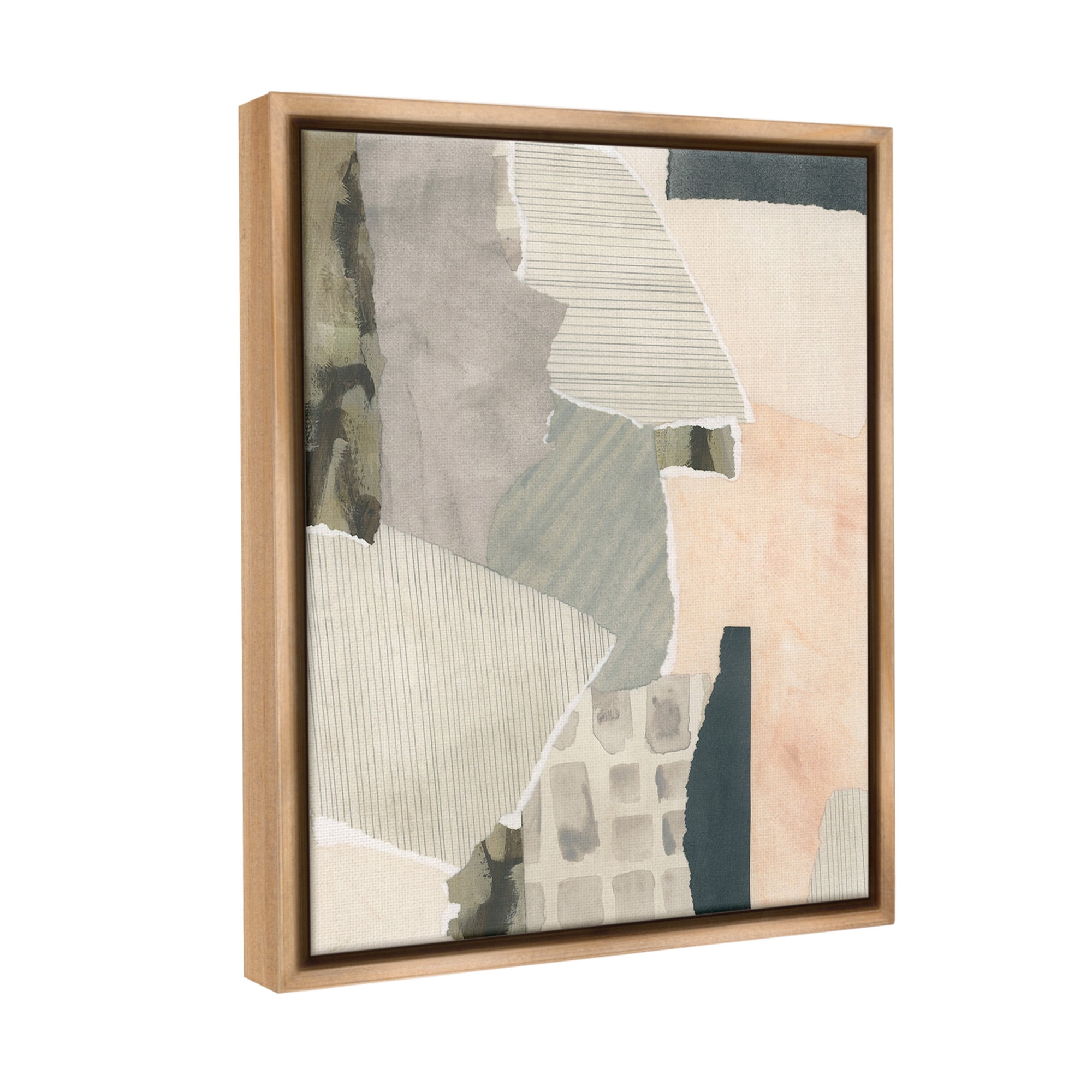 Stupell Industries Asymmetric Neutral Patterns Abstract Painting Brown Floater Framed Canvas Art Print Wall Art, 17 x 21
