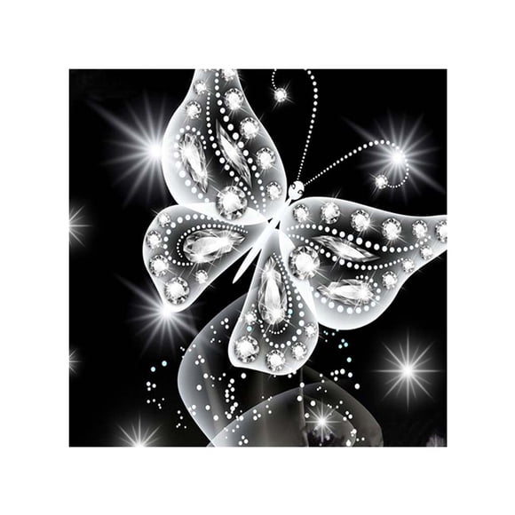 Black White Butterfly Rhinestone Painting Diamond Cross-stitch Needlework 5D white butterfly Embroidery Picture Drawing Needlework Stitchwork
