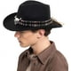 thumbnail image 2 of Sombrero de vaquero deformable unisex, sombrero de vaquera occidental, sombrero de vaquero para el interior del país, sombrero Fedora de ganadero con banda trenzada y calavera de toro, 2 of 7