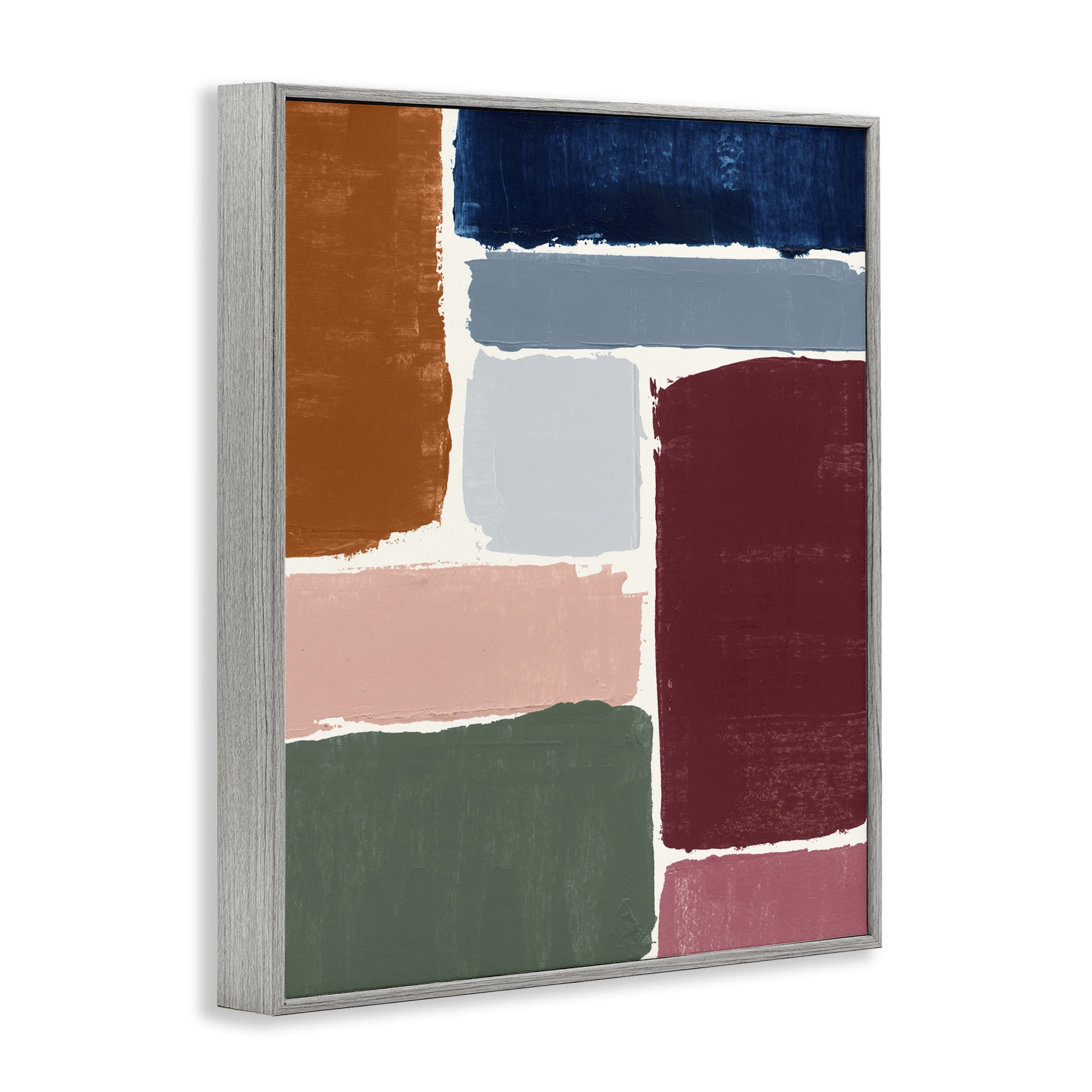 Stupell Industries Asymmetrical Shapes Pattern Abstract Painting Gray Framed Art Print Wall Art, 16 x 20