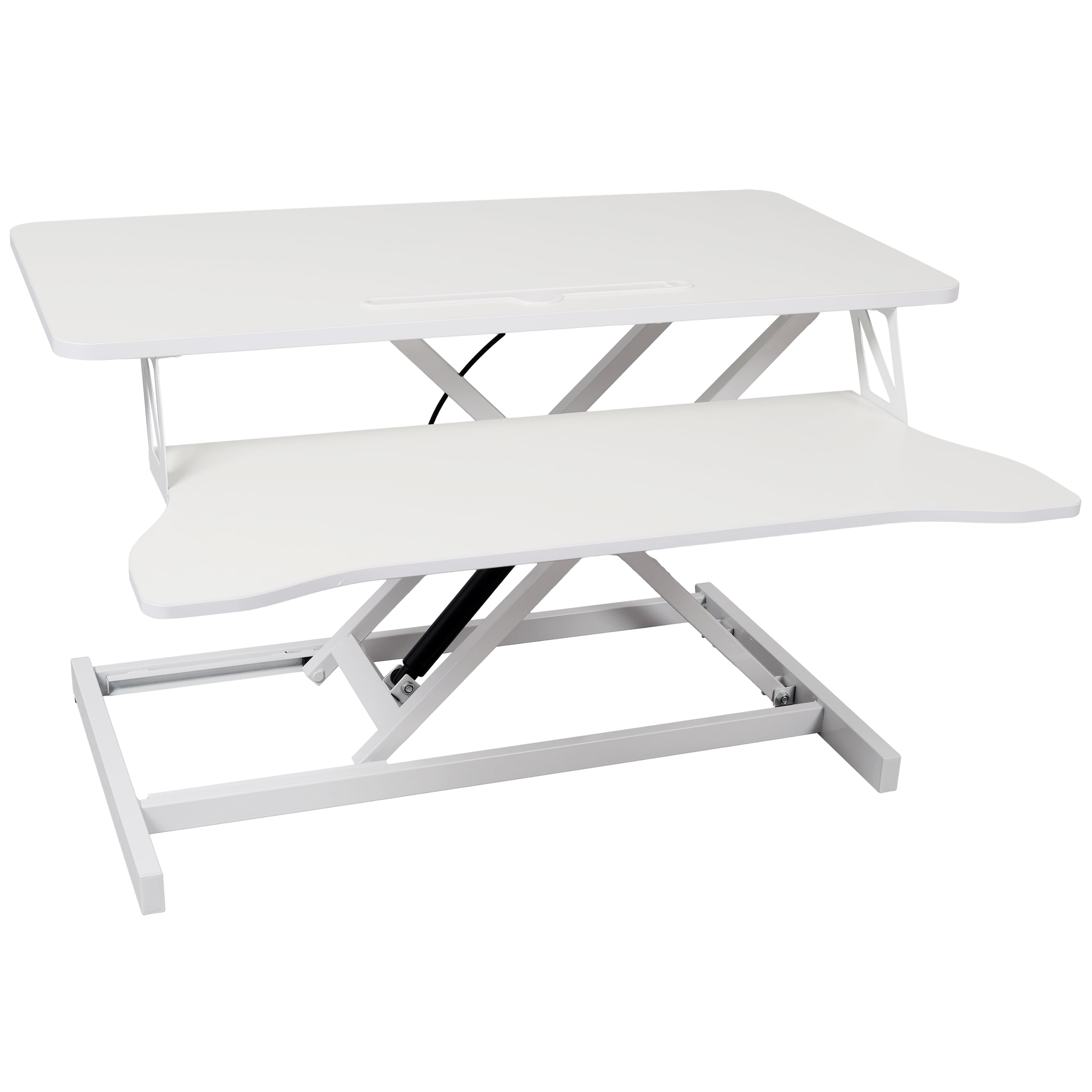 Adjustable Height Standing Desk Converter, Sit to Stand Workstation with Keyboard Tray, Ergonomic Laptop Riser with Gas Spring Lift, White