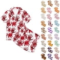 thumbnail image 5 of JIAYUE Pajamas For Girls Pajamas Set Comfort Short Sleeve Cute Print Turndown Collar Buttons Tops And Elastic Waist Shorts For Relaxed Halloween Theme Home Loose Fit Sleepwear,12-13 Years, 5 of 8