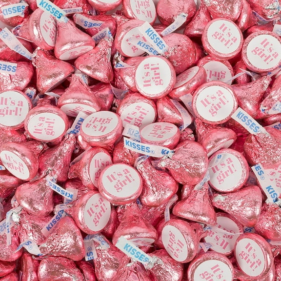85 pcs It's a Girl Baby Shower Pink Milk Chocolate Kisses (13.6oz Bag, Approx. 85 pcs) - No Assembly Required