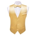 thumbnail image 3 of Chaleco de seda elegante para hombres, conjunto de chaqueta sin mangas, corbata de pajarita, traje de boda, oro sólido, verde, rosa, Morado, Rojo, 3 of 5