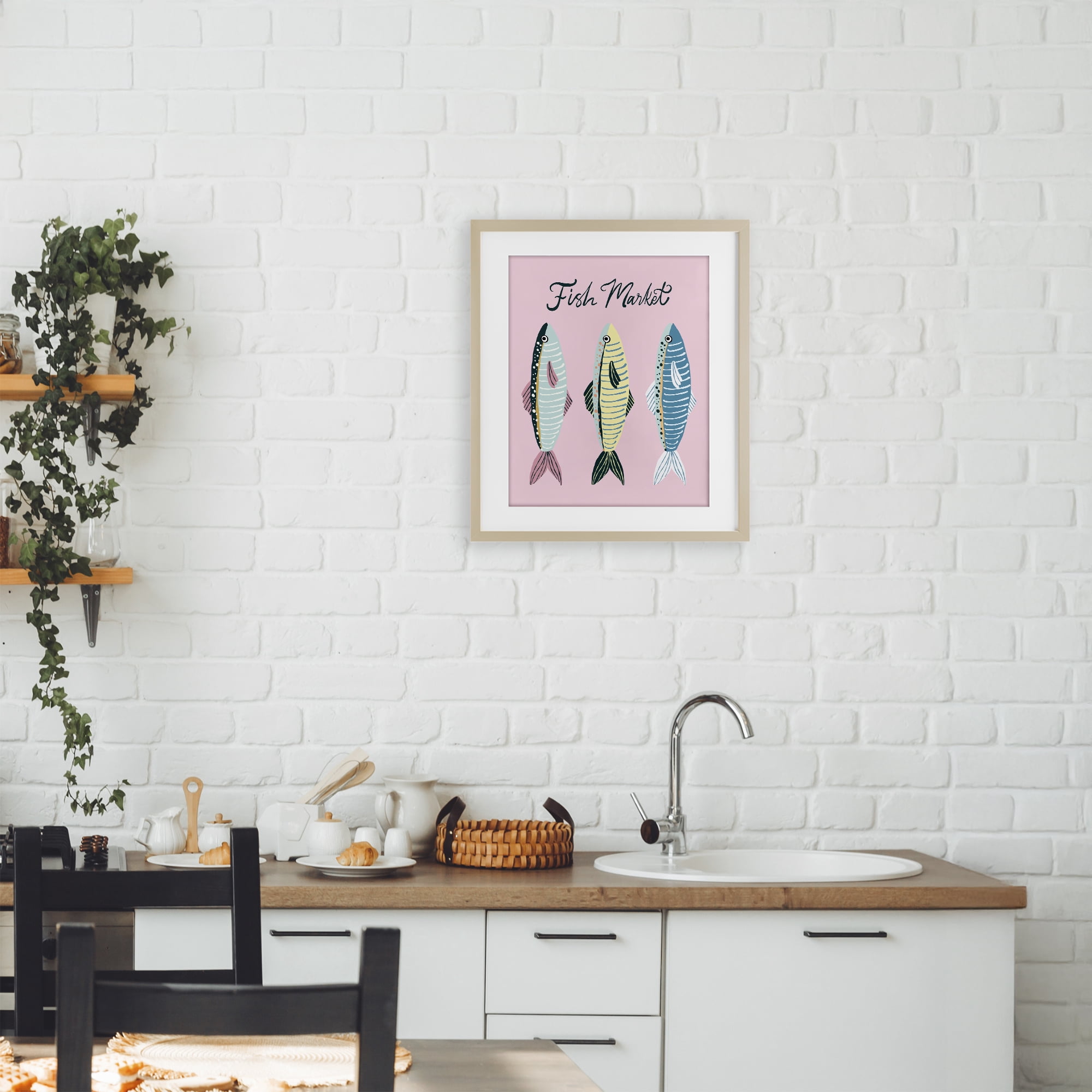 Stupell Industries Quirky Coastal Fish Market Birch Framed Print Under Glass, design by Hey Bre! Creative Studio