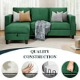 thumbnail image 3 of Walsunny Convertible Sectional Sofa Couch, Modern Linen Fabric L-Shaped Couch 3-Seat Sofa Sectional with Reversible Chaise for Small Living Room, Apartment and Small Space, Green, 3 of 8