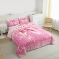 thumbnail image 4 of Feelyou Princess Bowknot Pink Bedding Comforter Set, Fashion Sequin Print Twin Comforter Sets, Teens Kids Girls Women Reversible Bedding Set, Super Cozy Room Decor, 2-Piece, 4 of 9