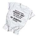 thumbnail image 3 of Camiseta de cuello redondo para mujer con estampado del alfabeto, gráfico "My Kids Accuse Me", mangas cortas, fuente gris grafito/negro, talla M Camiseta favorita para niños, 3 of 5