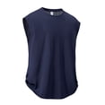thumbnail image 3 of LEKWK Tank Tops for Men Quick Dry Sleeveless Athletic Muscle Shirt Breathable Mesh Back Panel Loose Fit Running Tees Gym Workout Running Tops Navy XL, 3 of 4