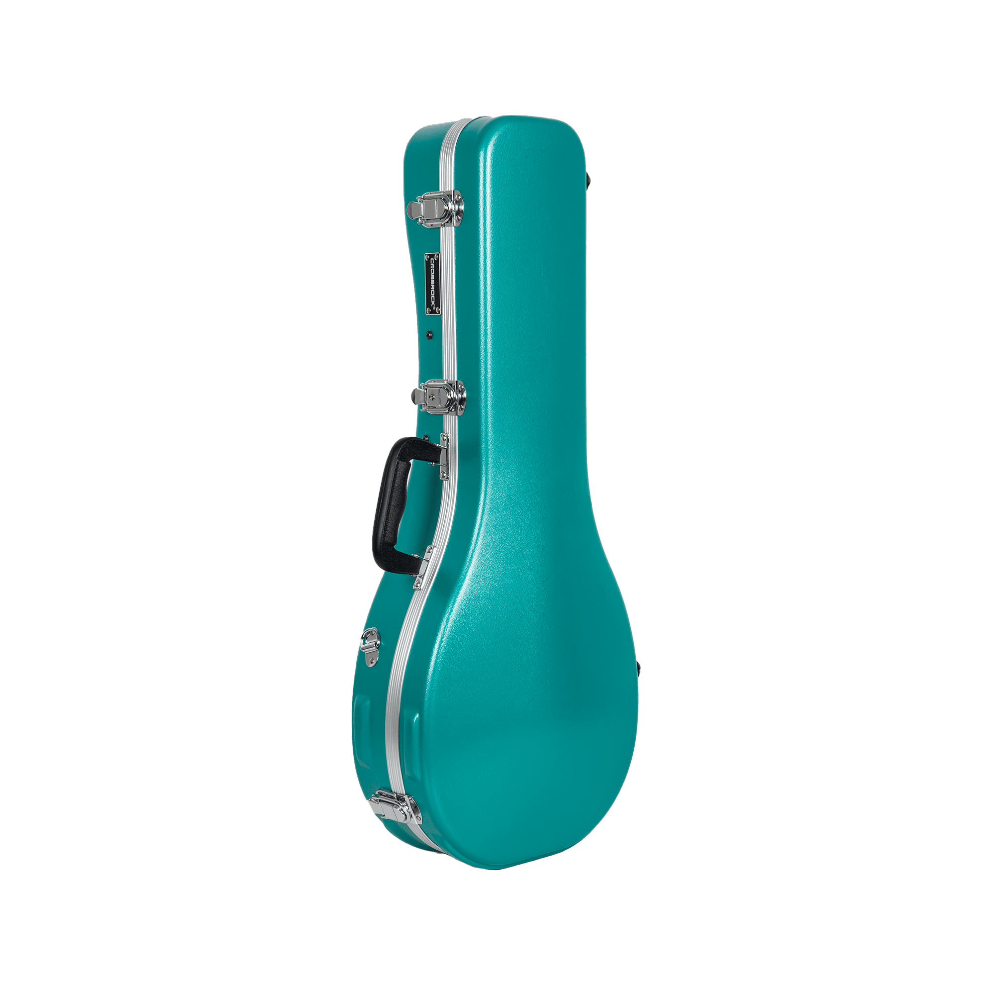 Crossrock A-style Mandolin Case | ABS Molded Hardshell with Security Lock, Metal Feet, and Detachable Straps-Mint Blue
