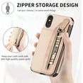 thumbnail image 5 of Phone Case for iPhone Xs Max Wallet Cover with Tempered Glass Screen Protector and Zipper Credit Card Holder Stand Leather Cell i X XR Xsmax 10x SX Xmax 10xs 10s 10 Plus Xmaxs Women Men Beige, 5 of 13