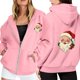 thumbnail image 1 of WILLBEST Sudadera de Mujer Ladies' Christmas Printed Zipper Long Sleeved Pocket Drawstring Casual Hooded Sweatshirt 1711 Mediana, 1 of 8