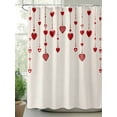 thumbnail image 2 of Valentines Love Heart Shower Curtain Set, Waterproof Shower Curtains for Bathroom, Red Love Heart Rustic Burlap Washable Fabric Cloth Bath Curtain for Bathtub Decoration with Hooks 48x72 Inches, 2 of 6